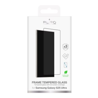 Szkło hartowane Puro Frame Tempered Glass z czarną ramką do Samsung Galaxy S25 Ultra