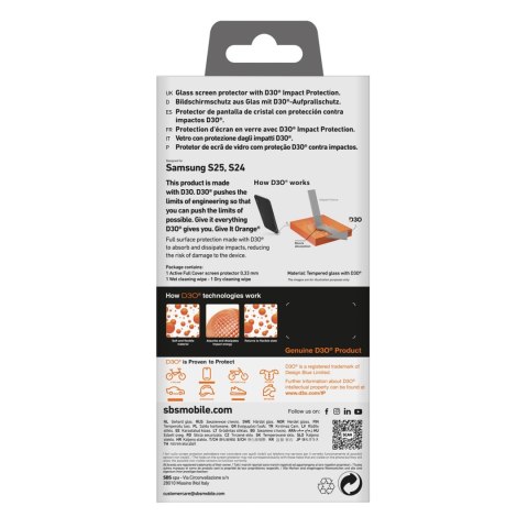 Szkło hartowane SBS Tempered Glass D3O z ramką do Samsung Galaxy S25 / S24 Szkło hartowane SBS Tempered Glass D3O z ramką do Samsung Galaxy S25 / S24