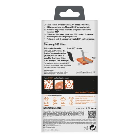 Szkło hartowane SBS Tempered Glass D3O z ramką do Samsung Galaxy S25 Ultra