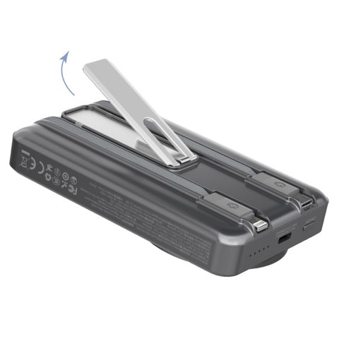 Powerbank Dudao K29 10000mAh PD 20W z MagSafe z metalową obudową, podstawką i wbudowanymi kablami USB-C/Lightning - srebrny