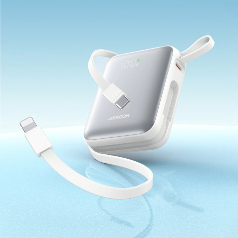 Powerbank Joyroom JR-PBF27 10000mAh 22.5W z wbudowanymi kablami USB-C i Lightning - biały Powerbank Joyroom JR-PBF27 10000mAh 22.5W z wbudowanymi kablami USB-C i Lightning - biały