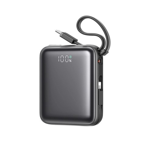 Powerbank Joyroom JR-PBF27 10000mAh 22.5W z wbudowanymi kablami USB-C i Lightning - czarny Powerbank Joyroom JR-PBF27 10000mAh 22.5W z wbudowanymi kablami USB-C i Lightning - czarny