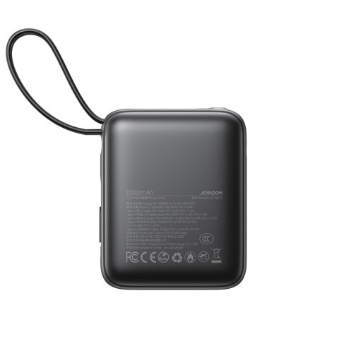 Powerbank Joyroom JR-PBF27 10000mAh 22.5W z wbudowanymi kablami USB-C i Lightning - czarny Powerbank Joyroom JR-PBF27 10000mAh 22.5W z wbudowanymi kablami USB-C i Lightning - czarny