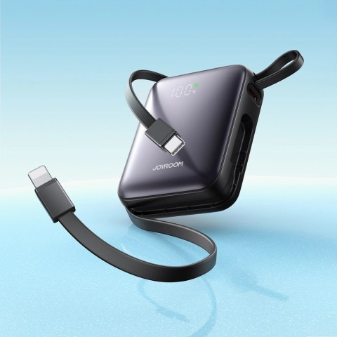 Powerbank Joyroom JR-PBF27 10000mAh 22.5W z wbudowanymi kablami USB-C i Lightning - czarny Powerbank Joyroom JR-PBF27 10000mAh 22.5W z wbudowanymi kablami USB-C i Lightning - czarny