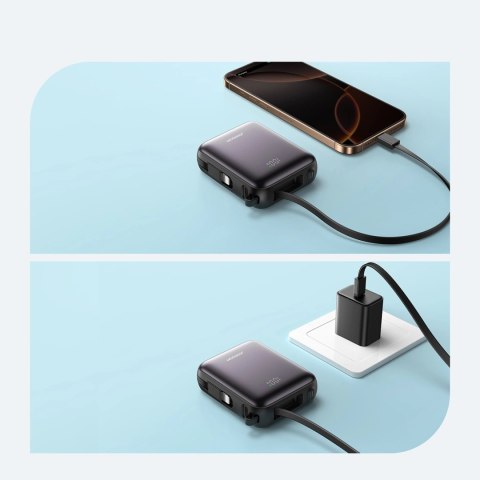 Powerbank Joyroom JR-PBF27 10000mAh 22.5W z wbudowanymi kablami USB-C i Lightning - czarny Powerbank Joyroom JR-PBF27 10000mAh 22.5W z wbudowanymi kablami USB-C i Lightning - czarny