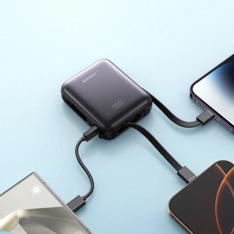 Powerbank Joyroom JR-PBF27 10000mAh 22.5W z wbudowanymi kablami USB-C i Lightning - czarny Powerbank Joyroom JR-PBF27 10000mAh 22.5W z wbudowanymi kablami USB-C i Lightning - czarny