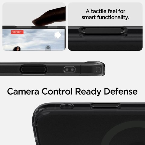 Etui Spigen Ultra Hybrid "T" MagSafe na iPhone 16e - półprzezroczysto-czarne