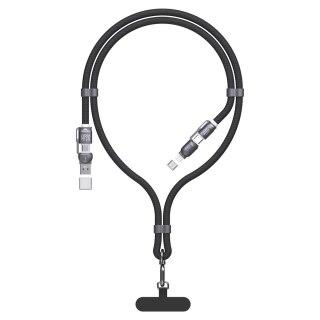 Kabel 4w1 / smycz Dudao L20MAX USB-A / USB-C / Lightning PD QC 65W 1.5m - czarny