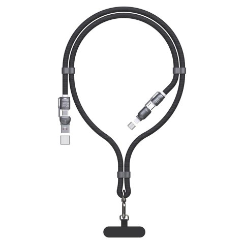 Kabel 4w1 / smycz Dudao L20MAX USB-A / USB-C / Lightning PD QC 65W 1.5m - czarny Kabel 4w1 / smycz Dudao L20MAX USB-A / USB-C / Lightning PD QC 65W 1.5m - czarny