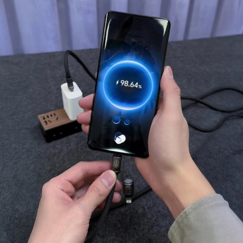 Kabel 4w1 / smycz Dudao L20MAX USB-A / USB-C / Lightning PD QC 65W 1.5m - czarny Kabel 4w1 / smycz Dudao L20MAX USB-A / USB-C / Lightning PD QC 65W 1.5m - czarny