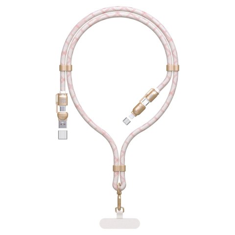 Kabel 4w1 / smycz Dudao L20MAX USB-A / USB-C / Lightning PD QC 65W 1.5m - różowy Kabel 4w1 / smycz Dudao L20MAX USB-A / USB-C / Lightning PD QC 65W 1.5m - różowy