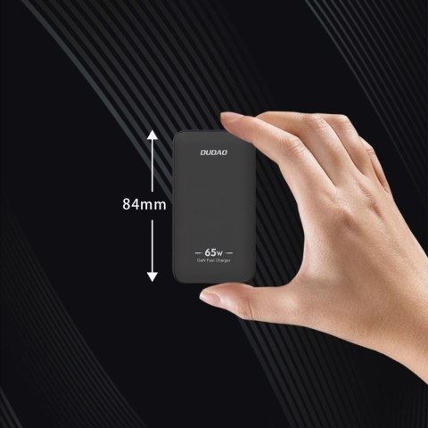 Ładowarka sieciowa podróżna GaN Dudao A65Q 65W USB-A / USB-C PD ultracienka EU / US - czarna Ładowarka sieciowa podróżna GaN Dudao A65Q 65W USB-A / USB-C PD ultracienka EU / US - czarna