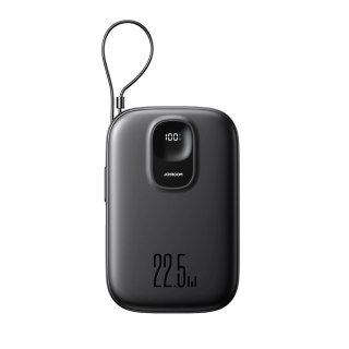 Powerbank Joyroom JR-PBF18 22.5W 10000mAh z wbudowanym kablem Lightning + kabel USB-C 0.25 cm - czarny
