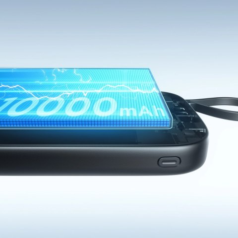 Powerbank Joyroom JR-PBF18 22.5W 10000mAh z wbudowanym kablem Lightning + kabel USB-C 0.25 cm - czarny Powerbank Joyroom JR-PBF18 22.5W 10000mAh z wbudowanym kablem Lightning + kabel USB-C 0.25 cm - czarny