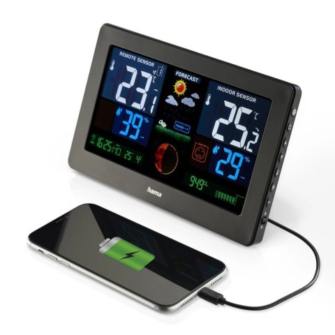 Stacja pogody Hama Premium z USB - czarna Stacja pogody Hama Premium z USB - czarna