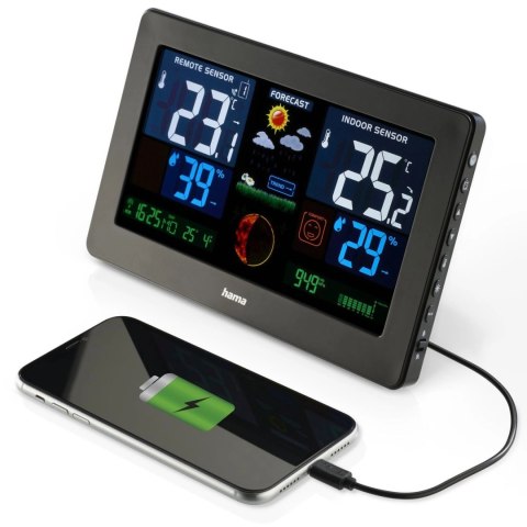 Stacja pogody Hama Premium z USB - czarna Stacja pogody Hama Premium z USB - czarna