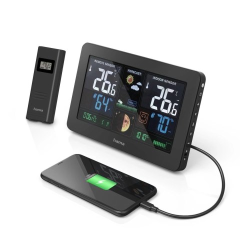 Stacja pogody Hama Premium z USB - czarna Stacja pogody Hama Premium z USB - czarna