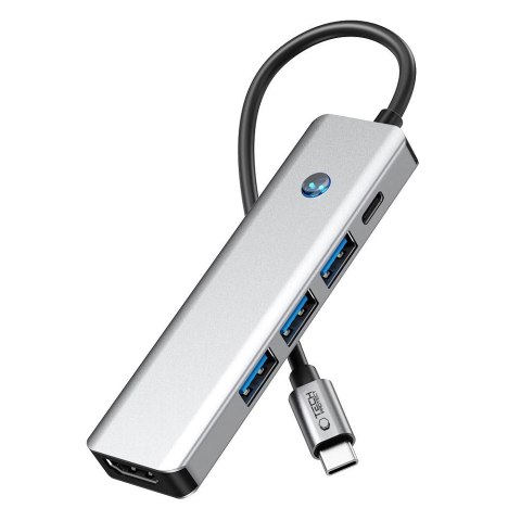 Adapter Tech-Protect HB01 HUB Adapter 5w1 USB-C + USB3.0 + HDMI 4K 60Hz + PD100W - szary