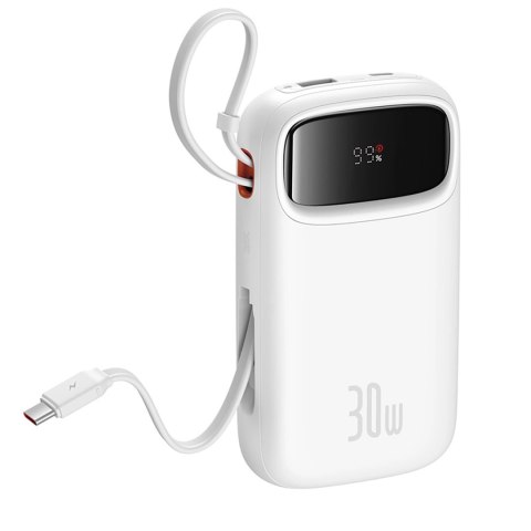 Powerbank Baseus QPow 2 20000mAh 30W z 2 wbudowanymi kablami USB-C - biały