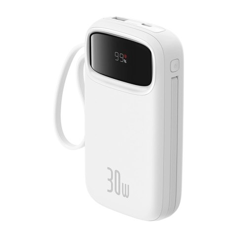 Powerbank Baseus QPow 2 20000mAh 30W z 2 wbudowanymi kablami USB-C - biały