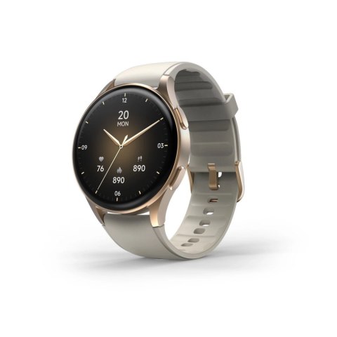 Smartwatch Hama 8900 GPS AMOLED 1.32" z beżowym paskiem silikonowym - złoty