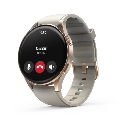 Smartwatch Hama 8900 GPS AMOLED 1.32" z beżowym paskiem silikonowym - złoty