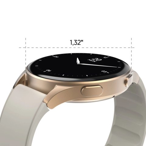 Smartwatch Hama 8900 GPS AMOLED 1.32" z beżowym paskiem silikonowym - złoty