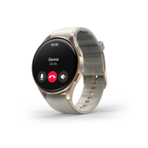 Smartwatch Hama 8900 GPS AMOLED 1.32" z beżowym paskiem silikonowym - złoty