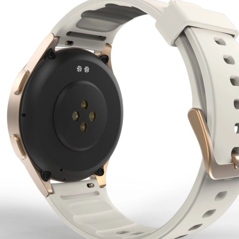 Smartwatch Hama 8900 GPS AMOLED 1.32" z beżowym paskiem silikonowym - złoty