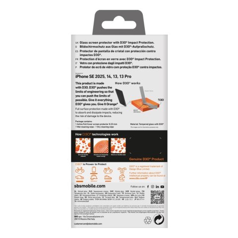 Szkło hartowane SBS Tempered Glass D3O z ramką do iPhone 16e Szkło hartowane SBS Tempered Glass D3O z ramką do iPhone 16e