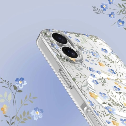 Etui Tech-Protect FlexAir MagSafe na iPhone 16e - stokrotki z liśćmi Etui Tech-Protect FlexAir MagSafe na iPhone 16e - stokrotki z liśćmi