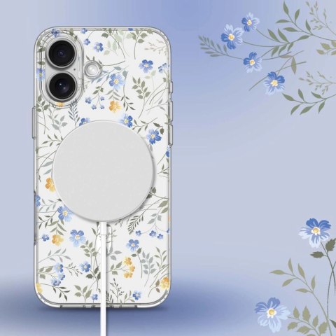 Etui Tech-Protect FlexAir MagSafe na iPhone 16e - stokrotki z liśćmi Etui Tech-Protect FlexAir MagSafe na iPhone 16e - stokrotki z liśćmi
