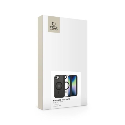 Etui Tech-Protect MagMat MagSafe na iPhone 16e - czarne-przezroczyste Etui Tech-Protect MagMat MagSafe na iPhone 16e - czarne-przezroczyste