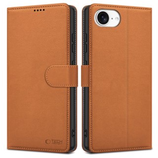 Etui Tech-Protect Wallet na iPhone 16e - brązowe
