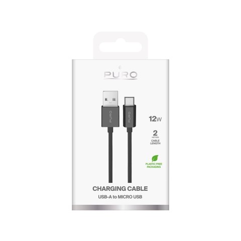 Kabel Puro 12W TPE USB-A - microUSB 2m - czarny Kabel Puro 12W TPE USB-A - microUSB 2m - czarny