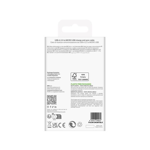 Kabel Puro 12W TPE USB-A - microUSB 2m - czarny Kabel Puro 12W TPE USB-A - microUSB 2m - czarny