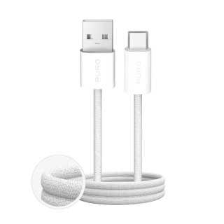 Kabel Puro Fabrik 2.0 10W USB-A - USB-C w oplocie 1,5 m - biały