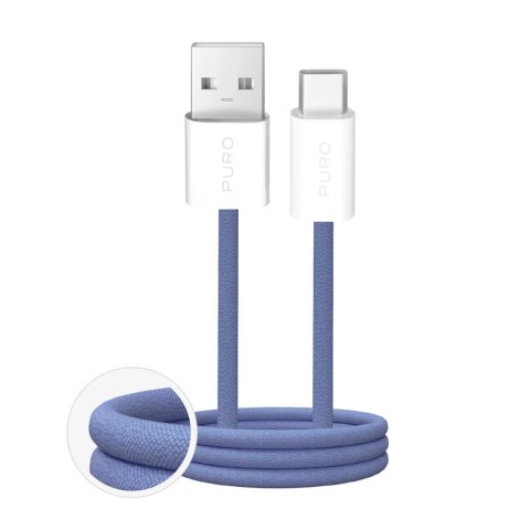 Kabel Puro Fabrik 2.0 10W USB-A - USB-C w oplocie 1,5 m - niebieski Kabel Puro Fabrik 2.0 10W USB-A - USB-C w oplocie 1,5 m - niebieski