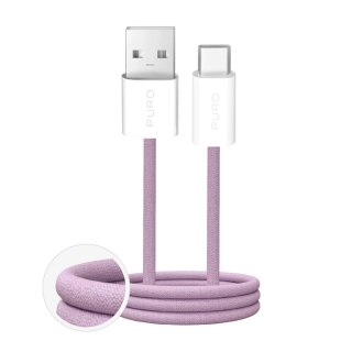 Kabel Puro Fabrik 2.0 10W USB-A - USB-C w oplocie 1,5 m - różowy