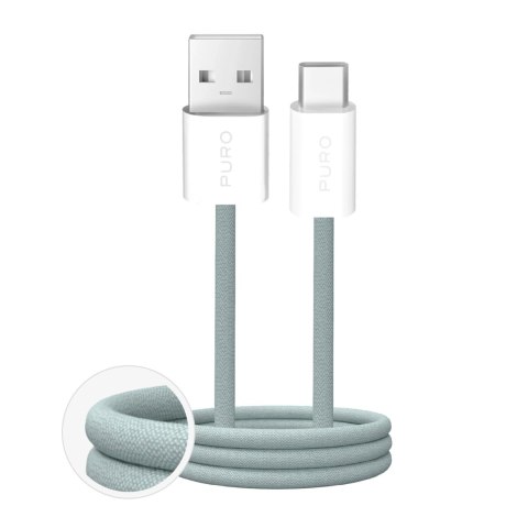 Kabel Puro Fabrik 2.0 10W USB-A - USB-C w oplocie 1,5 m - zielony Kabel Puro Fabrik 2.0 10W USB-A - USB-C w oplocie 1,5 m - zielony