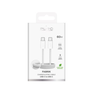 Kabel Puro Fabrik 4 240W w oplocie USB-C - USB-C 1m - biały