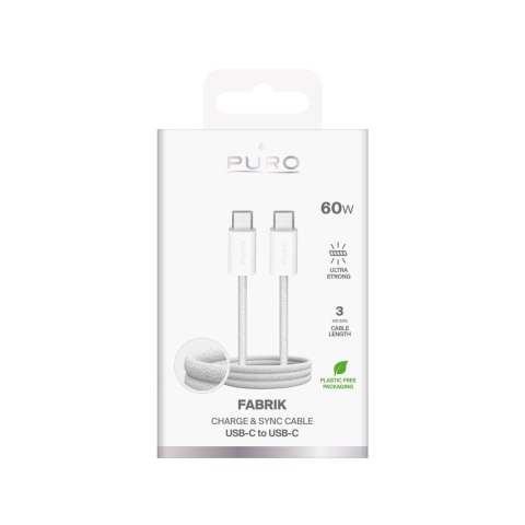 Kabel Puro Fabrik 4 240W w oplocie USB-C - USB-C 1m - biały Kabel Puro Fabrik 4 240W w oplocie USB-C - USB-C 1m - biały