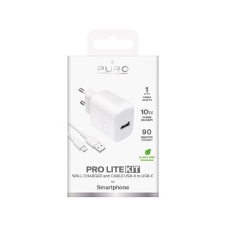 Ładowarka sieciowa Puro PROLITE 10W USB-A + kabel USB-A - USB-C 1.2m - biała