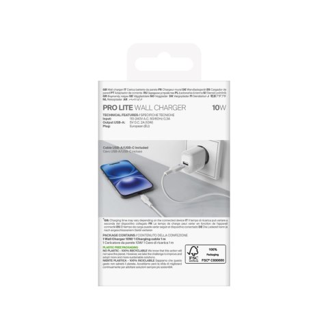 Ładowarka sieciowa Puro PROLITE 10W USB-A + kabel USB-A - USB-C 1.2m - biała Ładowarka sieciowa Puro PROLITE 10W USB-A + kabel USB-A - USB-C 1.2m - biała