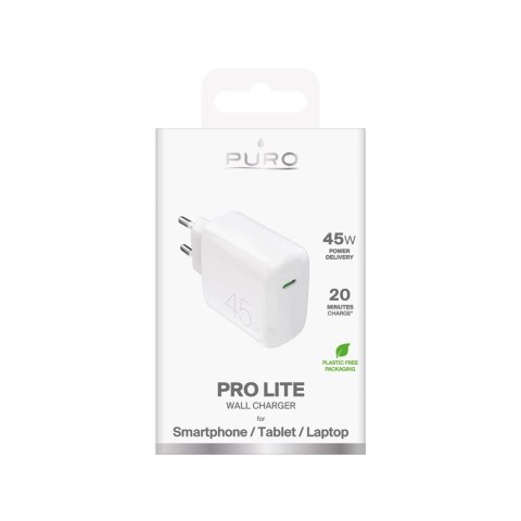 Ładowarka sieciowa Puro PROLITE 45W USB-C - biała Ładowarka sieciowa Puro PROLITE 45W USB-C - biała