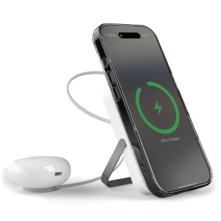 Powerbank bezprzewodowy Puro 10000mAh MagSafe z podstawką aluminiową - biały