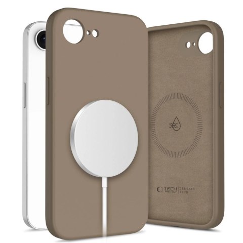 Etui Tech-Protect Liquid Silicone MagSafe na iPhone 16e - brązowe Etui Tech-Protect Liquid Silicone MagSafe na iPhone 16e - brązowe