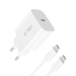 Ładowarka sieciowa Tech-Protect NC20W PD20W USB-C z kablem USB-C - biała