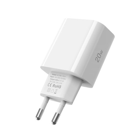 Ładowarka sieciowa Tech-Protect NC20W PD20W USB-C z kablem USB-C - biała