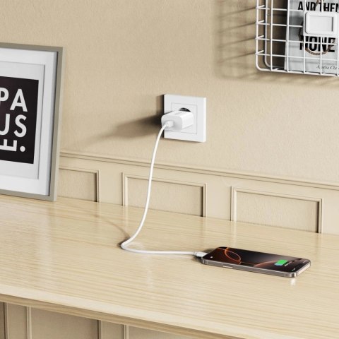 Ładowarka sieciowa Tech-Protect NC20W PD20W USB-C z kablem USB-C - biała